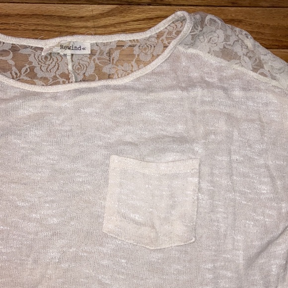 Rewind off white top with lace sleeves - Picture 2 of 6